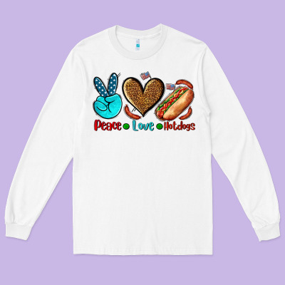 Peace Love Hotdogs Long Sleeve Tee Designed By Adodesignshop