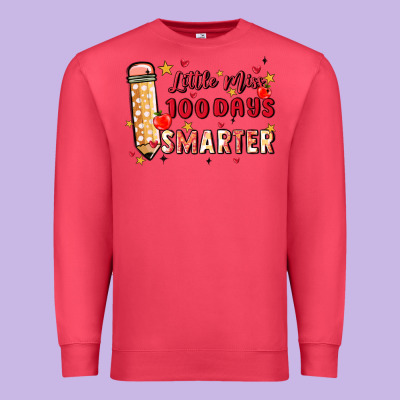 Little Miss 100 Days Smarter Premium Sweatshirt Designed By Maliassmallbusiness