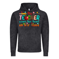 Vintage Black this teacher wears her heart on her sleeve Vintage Hoodie - texasbilliewilder