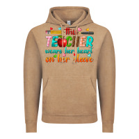 This Teacher Wears Her Heart On Her Sleeve Vintage Hoodie | Teevron