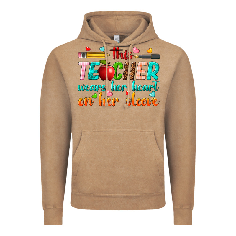 This Teacher Wears Her Heart On Her Sleeve Vintage Hoodie by texasbilliewilder | Teevron