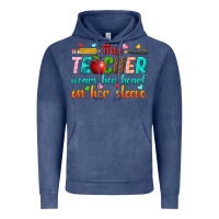 Vintage Denim this teacher wears her heart on her sleeve Vintage Hoodie - texasbilliewilder
