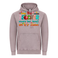 Vintage Zinc this teacher wears her heart on her sleeve Vintage Hoodie - texasbilliewilder