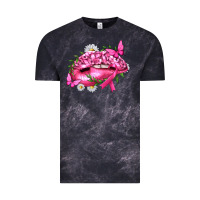 Cloud Black Breast Cancer with Ribbon Pink Lips Vintage Tee - texasbilliewilder
