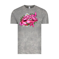 Cloud Rock Breast Cancer with Ribbon Pink Lips Vintage Tee - texasbilliewilder