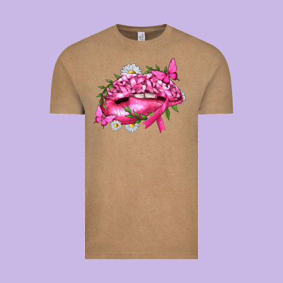Breast Cancer With Ribbon Pink Lips Vintage Tee Designed By Texasbilliewilder