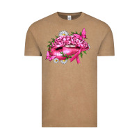 Vintage Coffee Breast Cancer with Ribbon Pink Lips Vintage Tee - texasbilliewilder