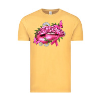Vintage Mustard Breast Cancer with Ribbon Pink Lips Vintage Tee - texasbilliewilder