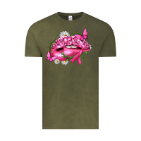 Vintage Olive Breast Cancer with Ribbon Pink Lips Vintage Tee - texasbilliewilder