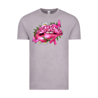 Vintage Zinc Breast Cancer with Ribbon Pink Lips Vintage Tee - texasbilliewilder