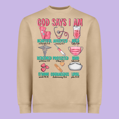 God Says I Am Heavyweight Sweatshirt Designed By Texasbilliewilder