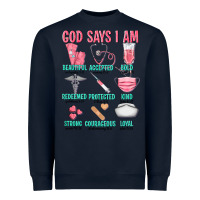 Navy god says i am Heavyweight Sweatshirt - texasbilliewilder