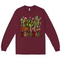 Burgundy cactus feliz navidad Long Sleeve Tee - JahusDesignShop