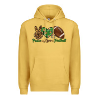 Antique Gold peace love football Premium Hoodie - BundleAndBundleShop