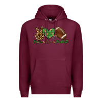 Burgundy peace love football Premium Hoodie - BundleAndBundleShop