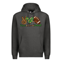 Charcoal Heather peace love football Premium Hoodie - BundleAndBundleShop