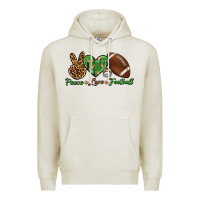 Oatmeal Heather peace love football Premium Hoodie - BundleAndBundleShop