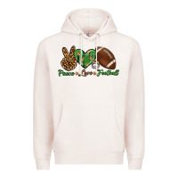 Pale Pink peace love football Premium Hoodie - BundleAndBundleShop