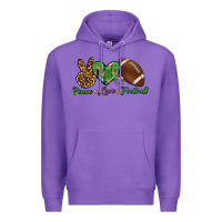Purple peace love football Premium Hoodie - BundleAndBundleShop