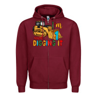 Burgundy i'm 1 and digging it Zipper Hoodie - Artiststas