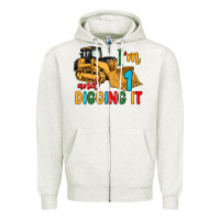 Oatmeal Heather i'm 1 and digging it Zipper Hoodie - Artiststas