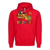 Red i'm 1 and digging it Zipper Hoodie - Artiststas