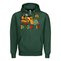 Sports Green i'm 1 and digging it Zipper Hoodie - Artiststas