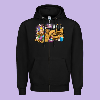 Easter Bulldozer Bunny Egg Leopard Zipper Hoodie Designed By Artiststas