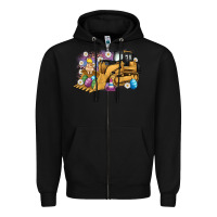 Black easter bulldozer bunny egg leopard Zipper Hoodie - Artiststas