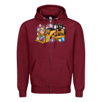 Burgundy easter bulldozer bunny egg leopard Zipper Hoodie - Artiststas