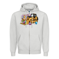 Dove Grey easter bulldozer bunny egg leopard Zipper Hoodie - Artiststas