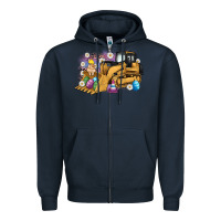 Navy easter bulldozer bunny egg leopard Zipper Hoodie - Artiststas