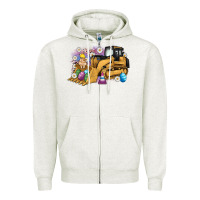 Oatmeal Heather easter bulldozer bunny egg leopard Zipper Hoodie - Artiststas