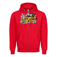 Red easter bulldozer bunny egg leopard Zipper Hoodie - Artiststas