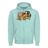 Seafoam easter bulldozer bunny egg leopard Zipper Hoodie - Artiststas