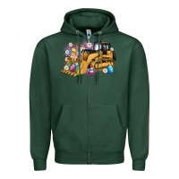 Sports Green easter bulldozer bunny egg leopard Zipper Hoodie - Artiststas