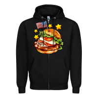 Black american flag and hamburger Zipper Hoodie - AdoDesignShop