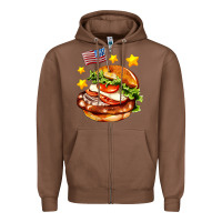 Chestnut american flag and hamburger Zipper Hoodie - AdoDesignShop