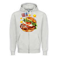 Dove Grey american flag and hamburger Zipper Hoodie - AdoDesignShop