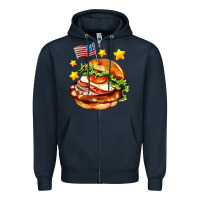 American Flag And Hamburger Zipper Hoodie | Teevron