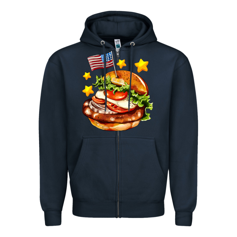 American Flag And Hamburger Zipper Hoodie by AdoDesignShop | Teevron