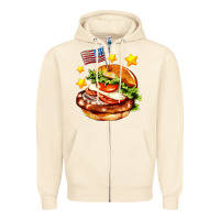 Sandshell american flag and hamburger Zipper Hoodie - AdoDesignShop