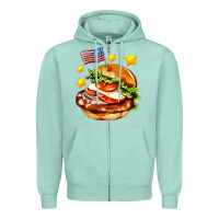 Seafoam american flag and hamburger Zipper Hoodie - AdoDesignShop