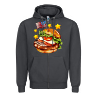 Smoke american flag and hamburger Zipper Hoodie - AdoDesignShop