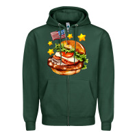 Sports Green american flag and hamburger Zipper Hoodie - AdoDesignShop
