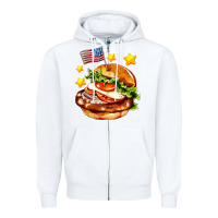 White american flag and hamburger Zipper Hoodie - AdoDesignShop