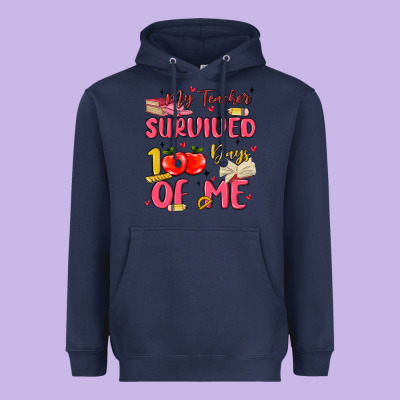 My Teacher Survived 100 Days Of Me Heavyweight Hoodie Designed By Maliassmallbusiness