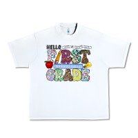 White hellofirstgrade Urban Heavy Tee - CowhideDigitalArt