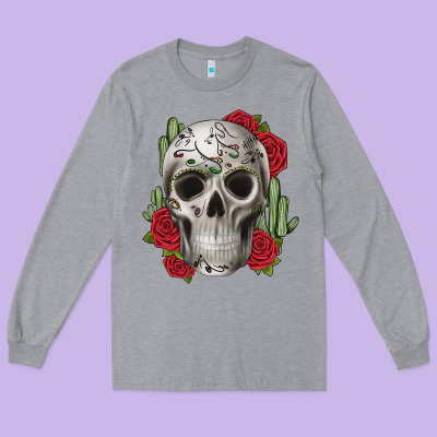 Skull Cactus Long Sleeve Tee Designed By Jahusdesignshop