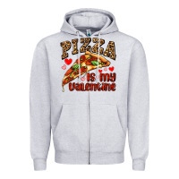 Heather Grey pizza is my valentine Zipper Hoodie - AdoDesignShop